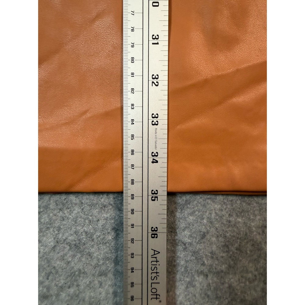 Calvin Klein Faux Leather Puff Sleeve Sheath Dress Cognac Orange Womens 6 - Picture 4 of 8